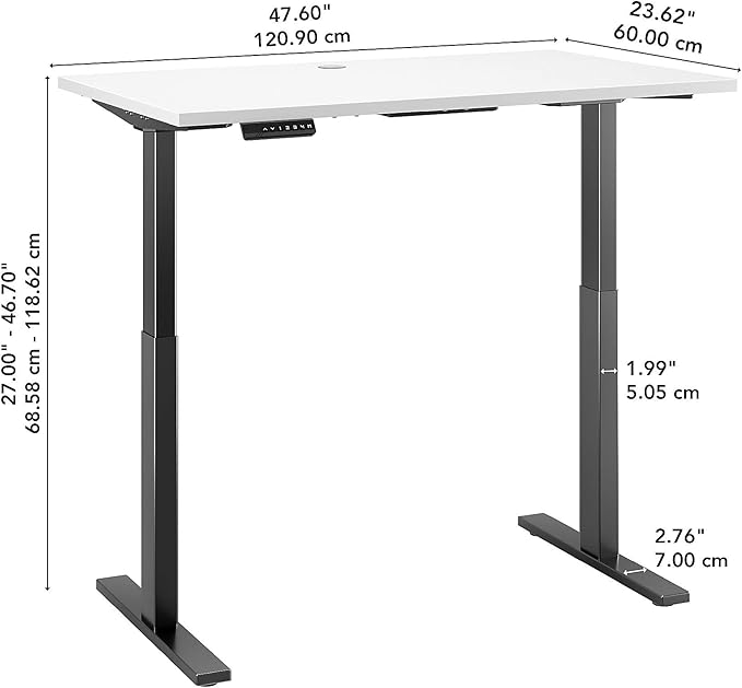 Bush Business Furniture Move 60 Electric Ergonomic Sit-Stand Computer Table for Home and Professional Office, 48W x 24D, White - LeafyLoom