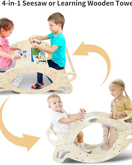 Wooden 2 in-1 Kids Table and Chair Set, Kids Activity Table for Drawing Read Playing, Toddler Learning Play Table Toys for Home, Nursery, Playroom, Gift for Boy & Girl (Natural) - LeafyLoom