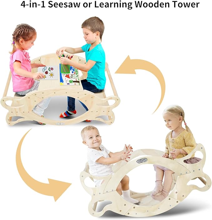 Wooden 2 in-1 Kids Table and Chair Set, Kids Activity Table for Drawing Read Playing, Toddler Learning Play Table Toys for Home, Nursery, Playroom, Gift for Boy & Girl (Natural) - LeafyLoom