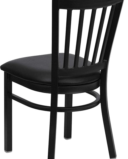 Flash Furniture Hercules Series Vertical Back Metal Restaurant Chairs, Upholstered Armless Dining Chairs for Restaurants/Kitchens, Set of 2, Black - LeafyLoom