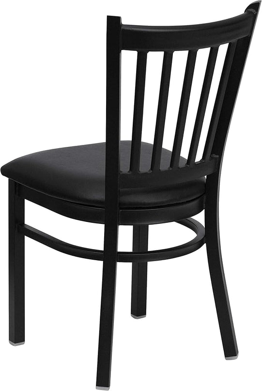 Flash Furniture Hercules Series Vertical Back Metal Restaurant Chairs, Upholstered Armless Dining Chairs for Restaurants/Kitchens, Set of 2, Black - LeafyLoom