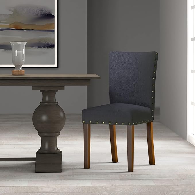 HomePop Classic Parsons Dining Chairs, Set of 2, Deep Navy - LeafyLoom