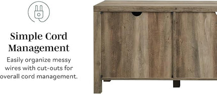 Walker Edison Georgetown Modern Farmhouse Double Barn Door TV Stand for TVs up to 80 Inches, 70 Inch, Stone Grey - LeafyLoom