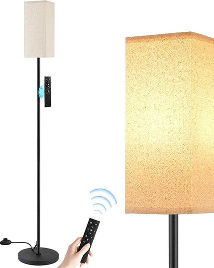 Ambimall Remote Control Floor Lamp, Stepless Dimmable, 64 Inches Tall, Include 9W Bulb, Standing Lamp for Living Room Bedroom Office (DeepBeige & Black) - LeafyLoom