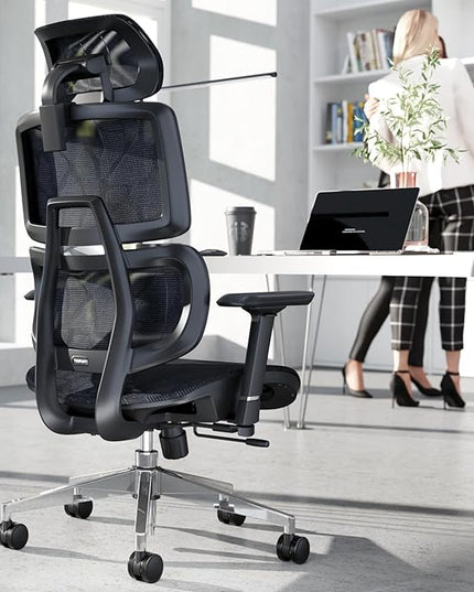 Office Chair Ergonomic Desk Chair, ALL-Mesh High Back Home Office Chair Lumbar Support, Reclining Gaming Chair Adjustable Armrests Headrest, Big and Tall Swivel Computer Chair 330LBS (Black) - LeafyLoom