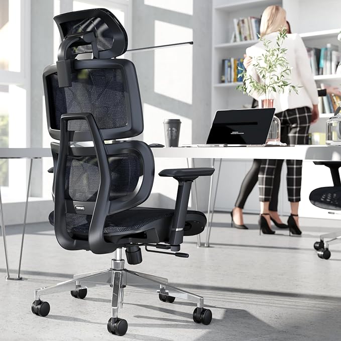 Office Chair Ergonomic Desk Chair, ALL-Mesh High Back Home Office Chair Lumbar Support, Reclining Gaming Chair Adjustable Armrests Headrest, Big and Tall Swivel Computer Chair 330LBS (Black) - LeafyLoom