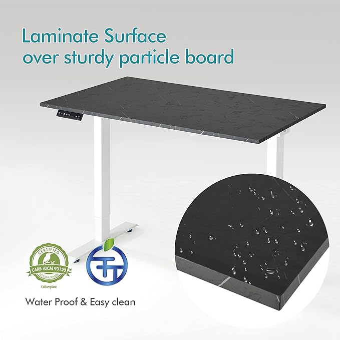 Kaboon Universal Tabletop 59.1"x23.62", Solid One-Piece Melamine Table Top, Double Desk L-Desk DIY, Home and Office Countertop, Cloud Atlas/Black Marble - LeafyLoom