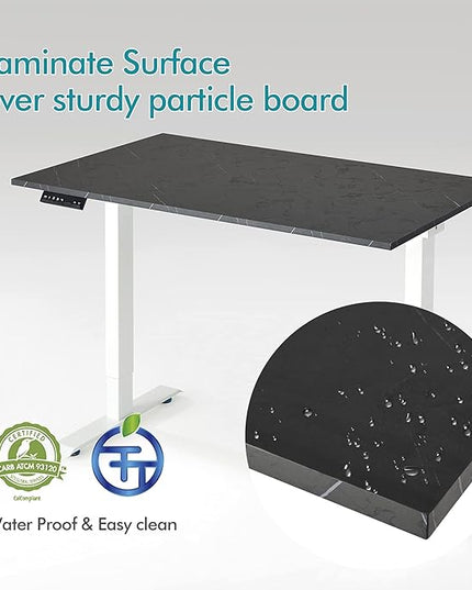 Kaboon Universal Tabletop 45.67"x23.62", Solid One-Piece Melamine Table Top, Double Desk L-Desk DIY, Home and Office,Cloud Atlas/Black Marble - LeafyLoom