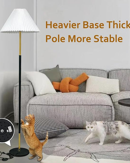 Floor Lamp,9W LED Edison Bulbs Included Nordic Design Standing Lamp with Foot Switch with Pleated Shade, 66‘‘Tall Floor Lamp Reading for Living Room Bedroom Office Classroom Dorm Room - LeafyLoom