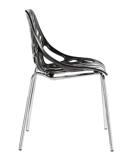 CangLong Modern Mid Century Plastic Shell Hollow Matal Legs Dining Chairs, set of 4, Black - LeafyLoom