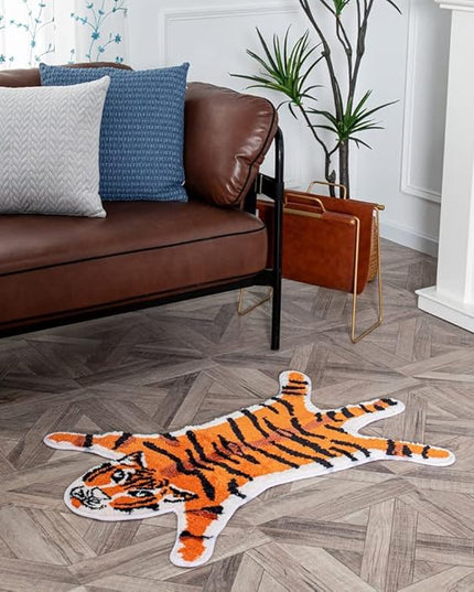 Tiger Shaped Rug Animals Bath Mat Non-Slip, Door Mat for Bedroom Kitchen Cartoon Area Rug for Bathroom Tub Soft Bathmat - LeafyLoom