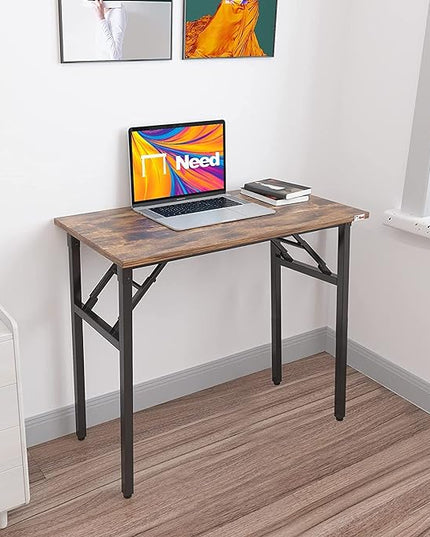Need Small Desk 31 1/2" No Assembly Foldable Writing Table,Sturdy and Heavy Duty Folding Computer Desks for Small Space/Home Office/Dormitory AC5FB(80 * 40) - LeafyLoom