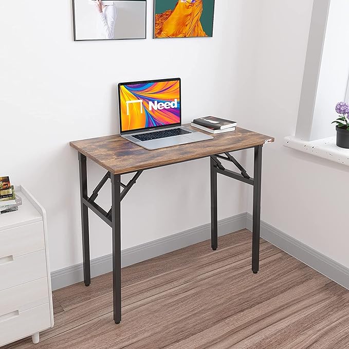 Need Small Desk 31 1/2" No Assembly Foldable Writing Table,Sturdy and Heavy Duty Folding Computer Desks for Small Space/Home Office/Dormitory AC5FB(80 * 40) - LeafyLoom