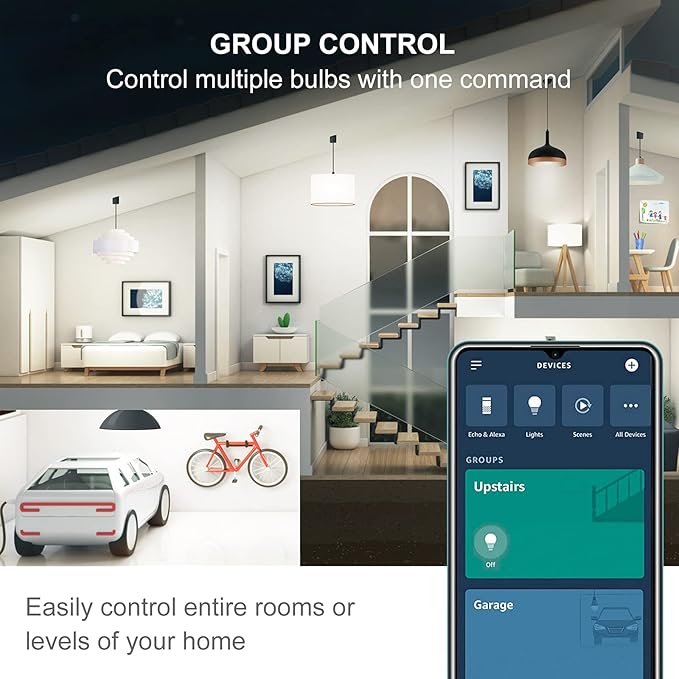 Sengled Alexa Light Bulbs, 75W Equivalent, S1 Auto Pairing with Alexa Devices, Smart Light Bulb that Work with Alexa, Bluetooth Mesh Smart Home Lighting, ‎Daylight 5000K, No Hub Required, 4-Pack Sengled