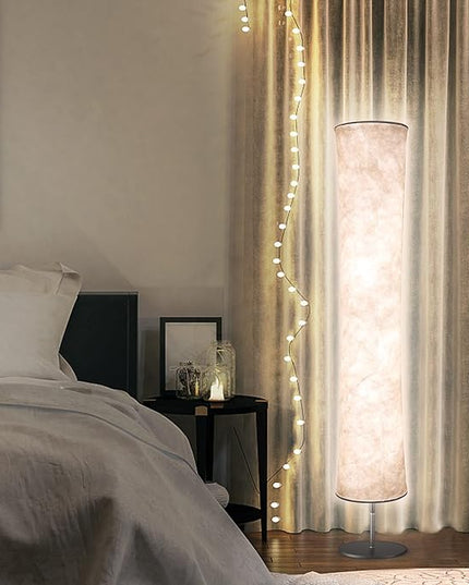 Torchlet LED Standing Lamp with Remote Control, Adjustable Color Temperature and Brightness, Modern Floor Lamp with Fabric Shade for Bedroom, Living Room - LeafyLoom