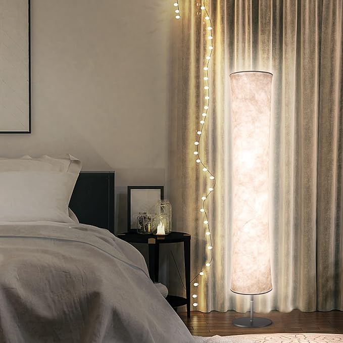 Torchlet LED Standing Lamp with Remote Control, Adjustable Color Temperature and Brightness, Modern Floor Lamp with Fabric Shade for Bedroom, Living Room - LeafyLoom
