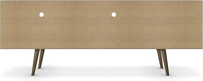Manhattan Comfort Liberty Mid Century Modern TV Stand for Televisions up to 65 Inches, Bedroom and Living Room Entertainment Center with Storage, Shelves, and Cabinet, 71" Wide, White/3D Brown - LeafyLoom