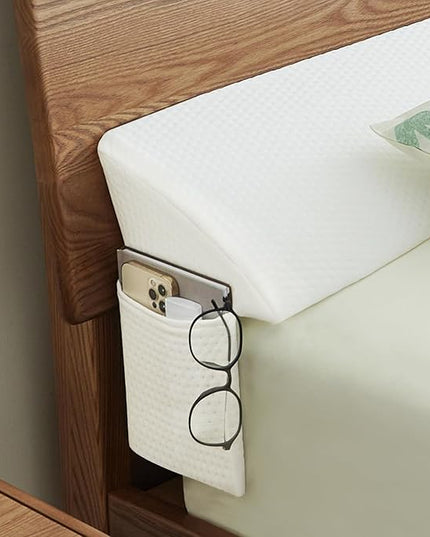 Bed Wedge Pillow for Headboard, Bed Gap Filler Queen of Headboard Pillow, Mattress Gap Filler Made with Triangle Pillow to Close The Gap (0-8") Between Headboard/Wall and Mattress (White, 60"x8"x 6") - LeafyLoom