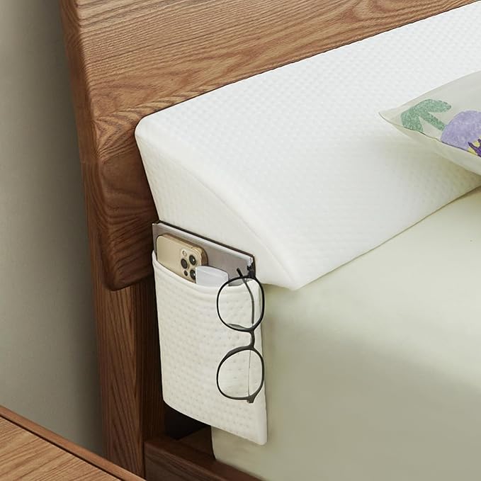 Bed Wedge Pillow for Headboard, Bed Gap Filler King of Headboard Pillow, Mattress Gap Filler Made with Triangle Pillow to Close The Gap (0-8") Between Headboard/Wall and Mattress (76"x8"x 6") - LeafyLoom