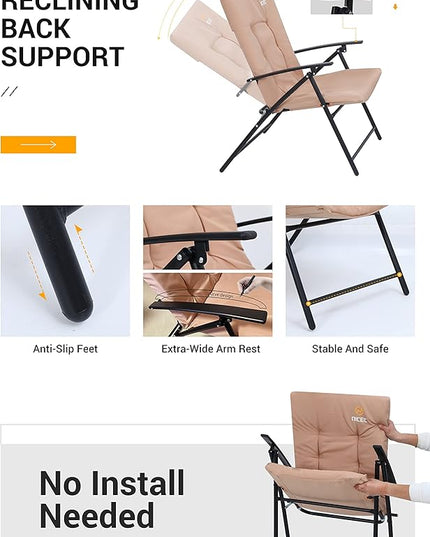 Nice C Outdoor Dining Sets, Patio Furniture Set, 8 Piece Set with Umbrella, Garden Outdoor Furniture Table Set with Tilted Removable Umbrella, Glass Table, and 6 Folding Chairs (Nude-3 Piece) - LeafyLoom
