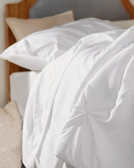 Bedsure Twin XL Comforter Set - Extra Long 5 Pieces Dorm Bedding Sets, Pinch Pleat White Bed in a Bag with Comforter, Sheets, Pillowcase & Sham - LeafyLoom