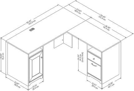 Bush Furniture Cabot L Shaped Computer Desk in White | Corner Table with Drawers and Storage for Personal Home Office Workspace - LeafyLoom