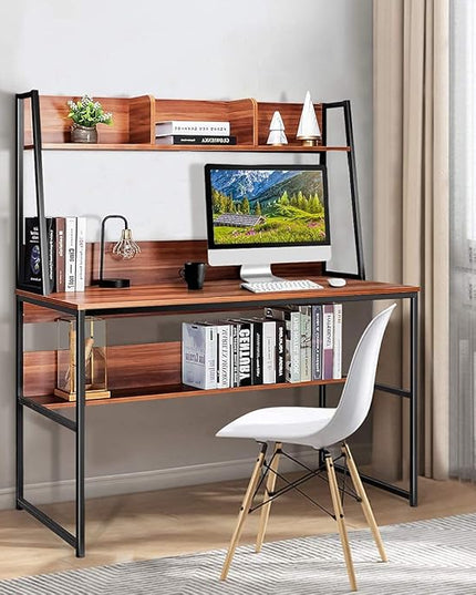 Computer Desk, Brown - LeafyLoom
