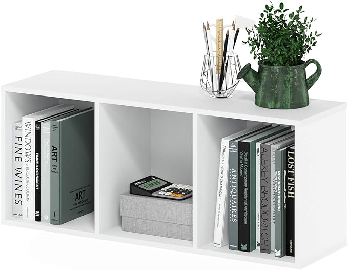 Furinno Luder Bookcase / Book / Storage , 3-Tier, White - LeafyLoom