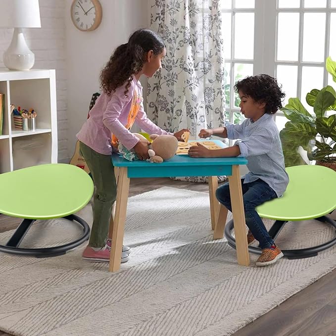 Kids Sensory Swivel Chair, Autism Sensory Chair, Spinning Chair for Autistic Kids, Small Space, Spin Seat, Metal Base, Non-Slip Design, Green - LeafyLoom