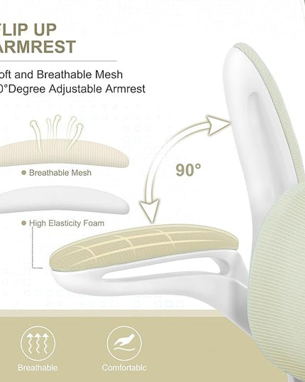 Misolant Ergonomic Office Chair, Desk Chair with Lumbar Support, Mesh Office Chair, Ergonomic Chair with Adjustable Headrest and Armrest, Comfortable Office Chair for Home Beige - LeafyLoom