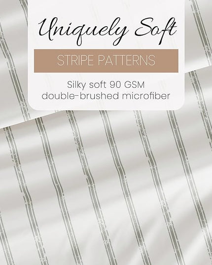 Linen Market 3 Piece Twin Bedding Sheet Set (Light Gray Lines) - Sleep Better Than Ever with These Ultra-Soft & Cooling Bed Sheets for Your Twin Size Bed - Deep Pocket Fits 16" Mattress - LeafyLoom