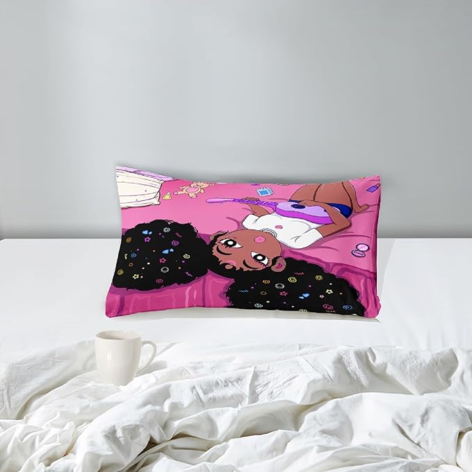 Black Girl Magic Comforter Twin Set - African American Girls Twin Comforter Sets Black Girls Twin Bedding Sets for Bedroom Decor Pink Kids Twin Comforter, 1 Comforter+1 Pillowcase - LeafyLoom