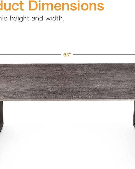 Coleshome 63 Inch Computer Desk, Modern Simple Style Desk for Home Office, Study Student Writing Desk,Grey Oak - LeafyLoom