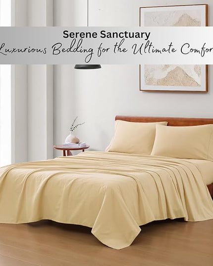 LANE LINEN Twin Size Bed Sheets, 100% Organic Cotton Twin Sheet Set, 3Pc Sheets for Twin Bed, Soft Cooling Twin Bed Sheets Boys, Hotel Style Sheets & Pillowcases Set, Deep Pocket Sheets - Linen - LeafyLoom