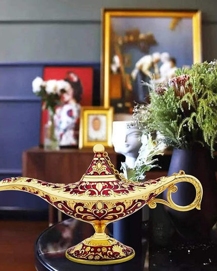 Vintage Legend Aladdin Lamp Magic Genie Wishing Light,Collectable Rare Classic Arabian Costume Props Lamp Tabletop Decor Crafts for Home/Wedding Decoration&Gift for Party/Halloween/Birthday - LeafyLoom