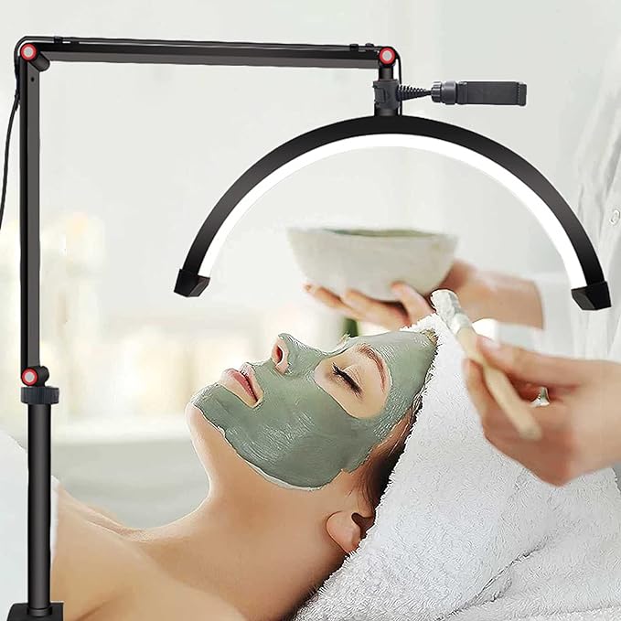 Led Half Moon Light for Lashes, Tattoo Lamp, Estheticians Light, Desk Lamp, Swing Arm Light, Lash Lamp,White - LeafyLoom
