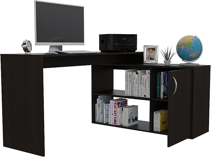NicBex Kimberly-DW-00200-LWJ Home Office Desks, 59.64"x45.86"x30.11", Black - LeafyLoom