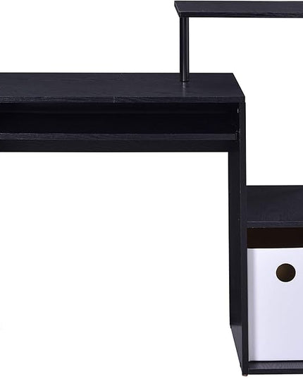 Acme Lyphre Wooden Rectangle Top Computer Desk with Keyboard Tray in Black - LeafyLoom