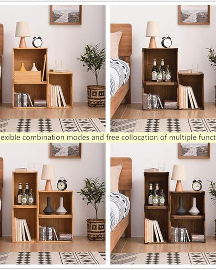 KIRIGEN Stackable Wood Storage Cube/Basket/Bins Organizer for Home Books Clothes Toy Modular Open Cubby Storage System - Office Cubical Bookcase Closet Shelves C26-DBR - LeafyLoom