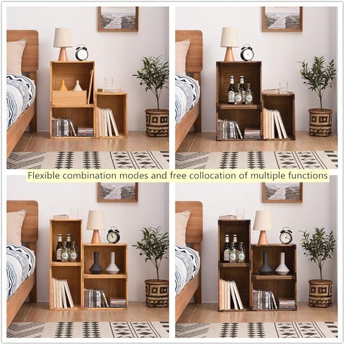 KIRIGEN Stackable Wood Storage Cube/Basket/Bins Organizer for Home Books Clothes Toy Modular Open Cubby Storage System - Office Cubical Bookcase Closet Shelves C26-DBR - LeafyLoom