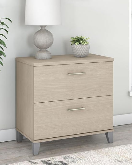 Bush Furniture Somerset 2 Drawer Lateral File Cabinet in Sand Oak - LeafyLoom