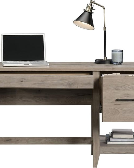 Sauder Summit Station Desk, L: 52.09" x W: 19.29" x H: 29.02", Laurel Oak finish - LeafyLoom