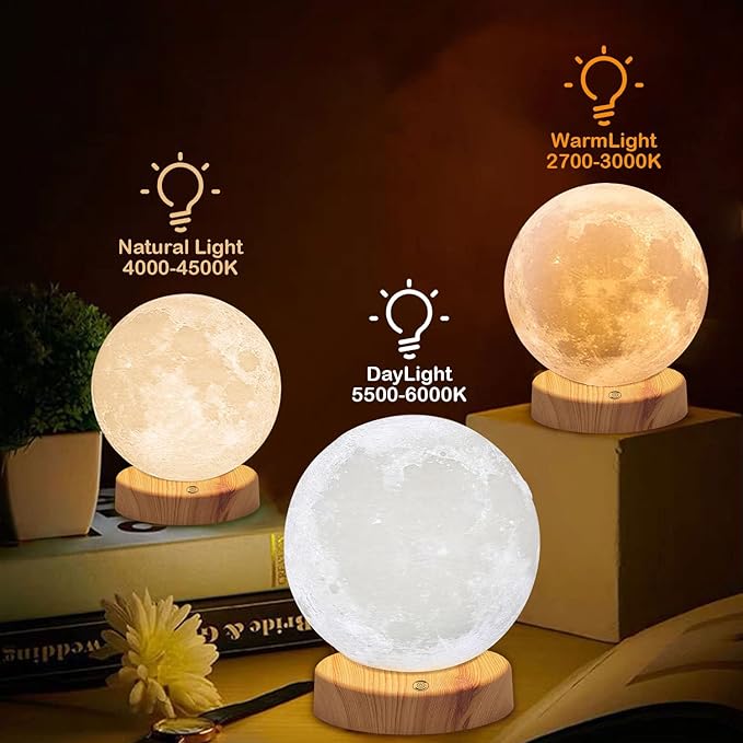 Light Therapy Lamp 10000 Lux, Happy Sunlight Lamps UV-Free with 3 Color Temperatures, Adjustable Brightness,Timer & Memory Function, Sun Lamp, Full Spectrum Light for Home, Office (Happy Moon Lamp) - LeafyLoom
