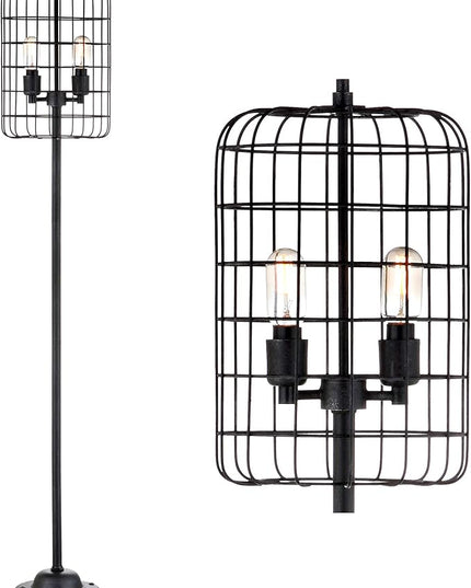 JONATHAN Y JYL4030A Odette 65" Industrial Metal Floor Lamp Industrial,Rustic,Transitional for Bedrooms, Living Room, Office, Reading, Black/Silver - LeafyLoom
