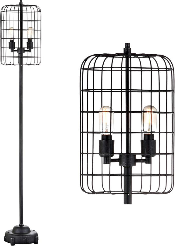 JONATHAN Y JYL4030A Odette 65" Industrial Metal Floor Lamp Industrial,Rustic,Transitional for Bedrooms, Living Room, Office, Reading, Black/Silver - LeafyLoom