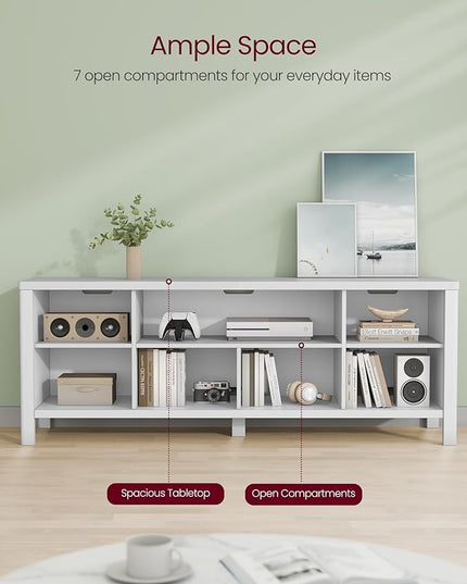 VASAGLE TV Stand for TVs up to 70 Inches, Entertainment Center with Storage Shelves, TV Console Table, Easy to Assemble, TV Cabinet for Living Room, Bedroom, Cloud White ULTV114W01 - LeafyLoom