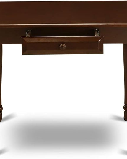 East West Furniture Monza 5 Piece Kitchen Set Includes a Rectangle Table with Dropleaf and 4 Linen Fabric Dining Room Chairs, 36x54 Inch, Mahogany - LeafyLoom