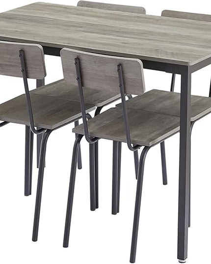NicBex Bar Table and Chairs Set Small Kitchen Table Set for 4 Dining Table Set 5-Piece Dining Chair with Backrest for Small Space, Industrial Style, Sturdy Construction, Grey - LeafyLoom