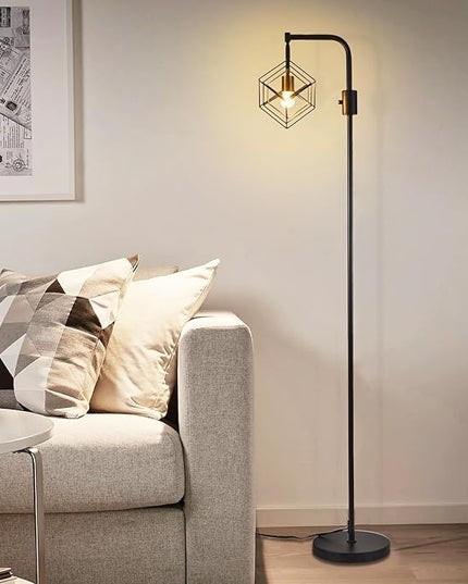 Dimmable Farmhouse Floor Lamp for Living Room, 1 Light Rustic Standing Tall Lamp, Modern Bright Floor Lamp, Industrial Standing Lamp for Bedroom, Tall Pole Lamps Office, LED Bulbs Included. - LeafyLoom