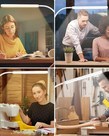 LED Desk Lamp with Clamp, Super Bright Desk Light with 11 Brightness, 5 Color Modes, Flexible Gooseneck Clip on Table Light, Eye-Caring Architect Task Desk Lamps for Home Office Study Reading - LeafyLoom
